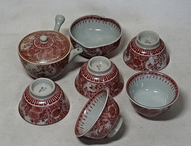 時代・赤絵・犬山焼・茶器揃 犬山焼/赤絵/茶器/茶器揃/茶碗/湯冷 時代・赤絵・犬山焼・茶器揃 犬山焼/赤絵/茶器/茶器揃/茶碗/湯冷