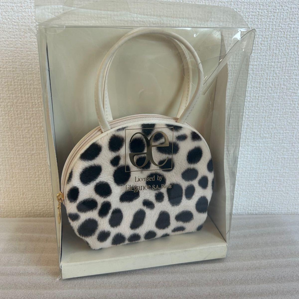 1000円〜 Elegance S.A.Paris ダルメシアン柄ミニバッグ 化粧ポーチ ポーチ 未使用品 エレガンスパリ