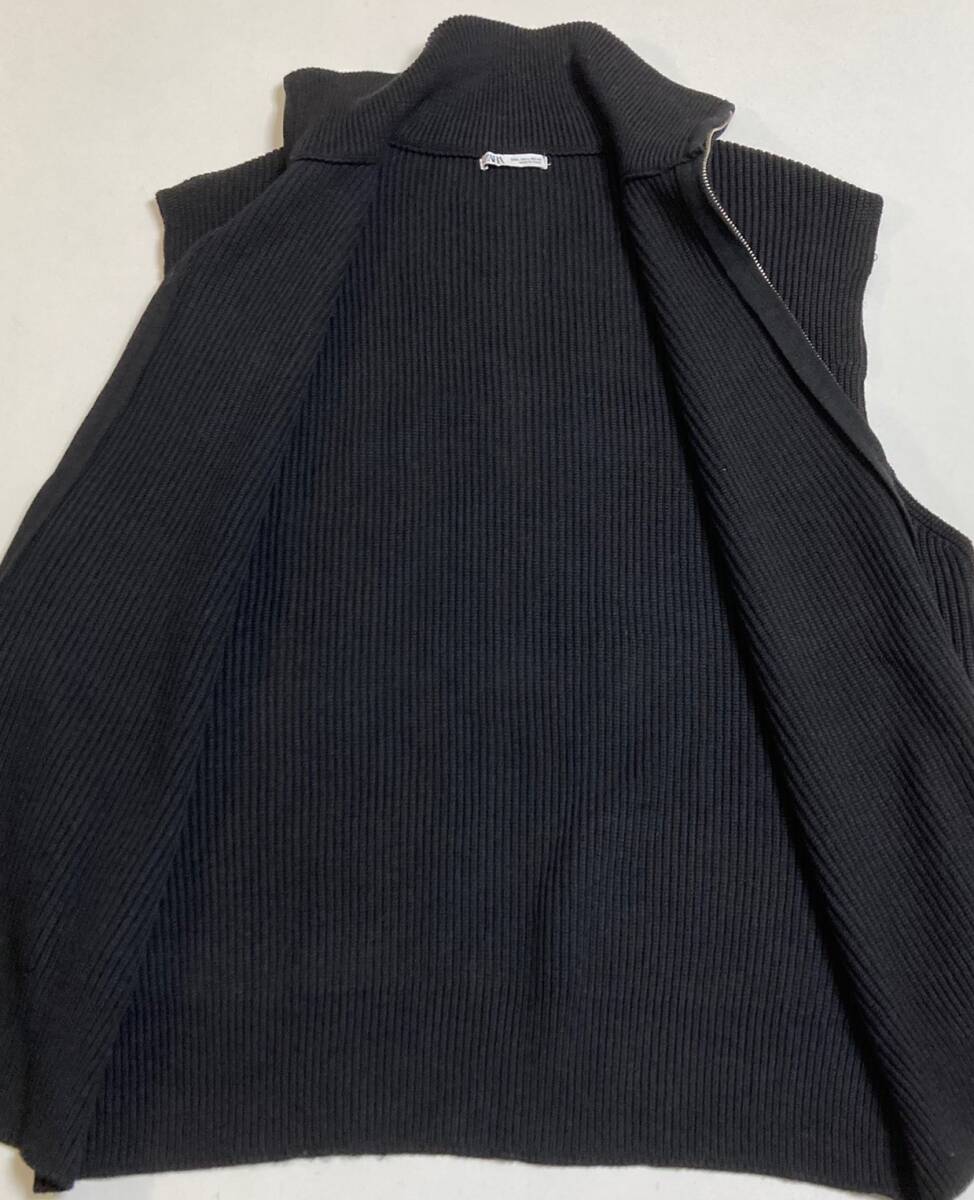 良好 23AW ZARA ドライバーズニット ベスト ノースリーブダブルジップタートルニット ザラ