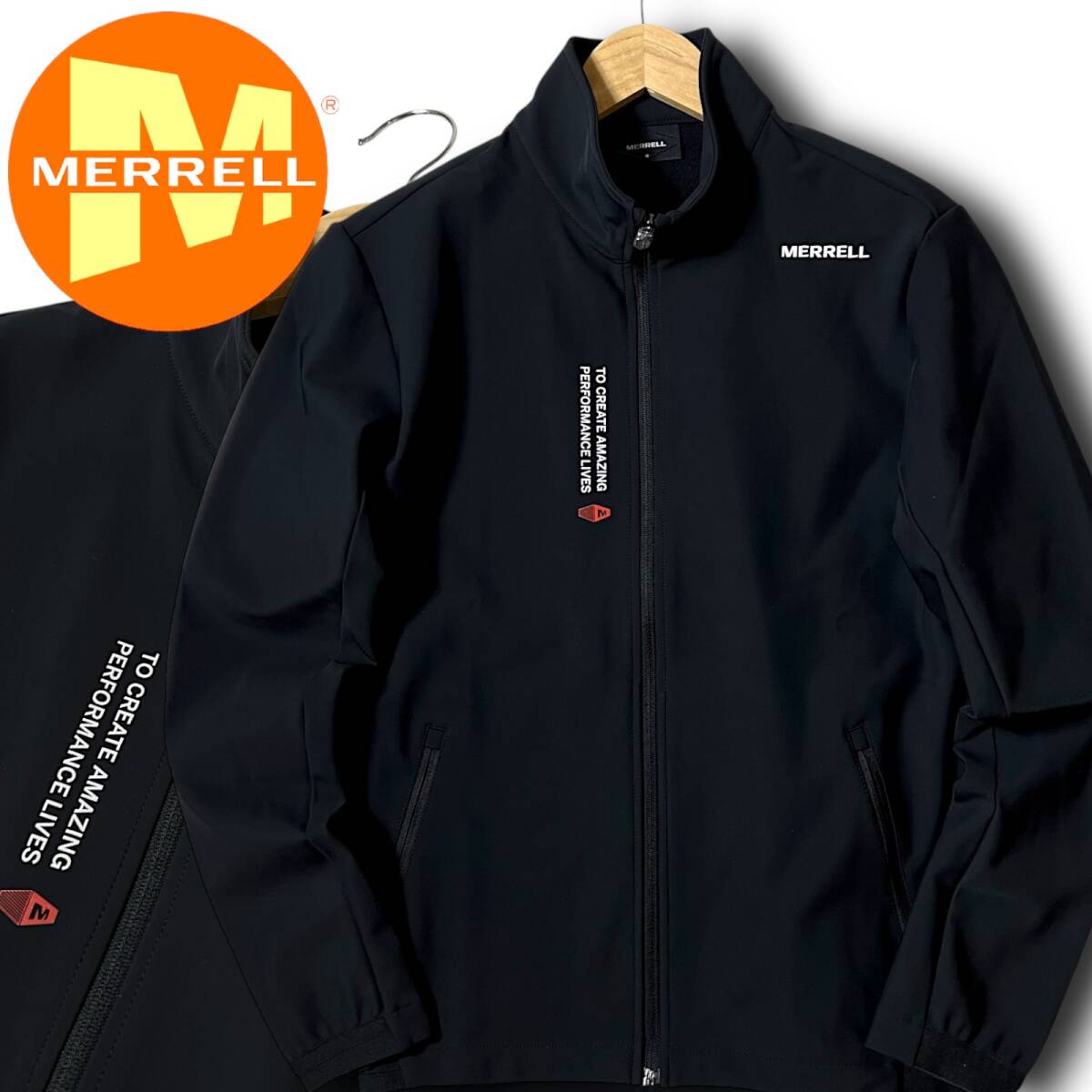 新品 MERRELL メレル 撥水 防風 裏地マイクロフリース 裏起毛 ストレッチ ハイネック フルジップジャケット ブルゾン M 春秋冬 ◆B5629
