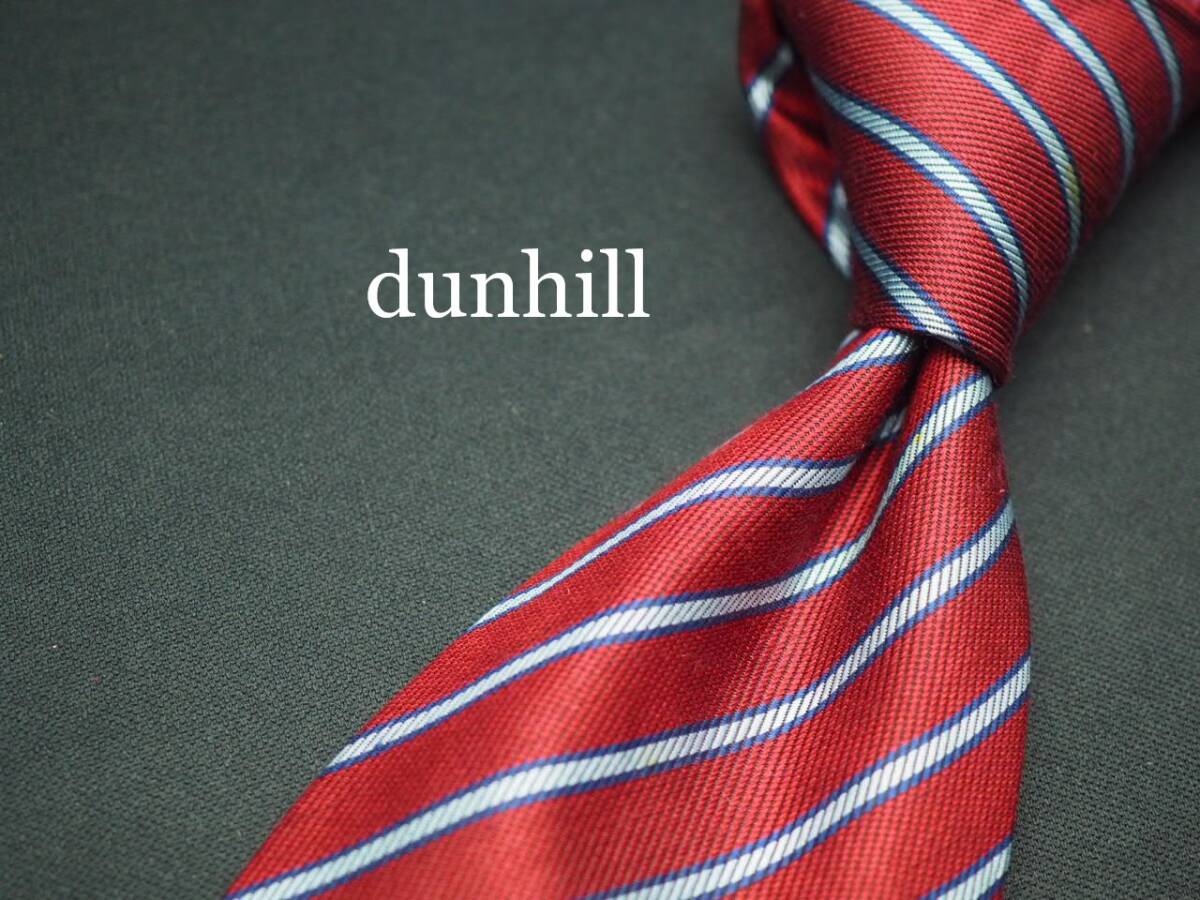 美品【dunhill ダンヒル】 C1122 ワイン ENGLAND 英国製 SILK ブランド ネクタイ 古着 良品