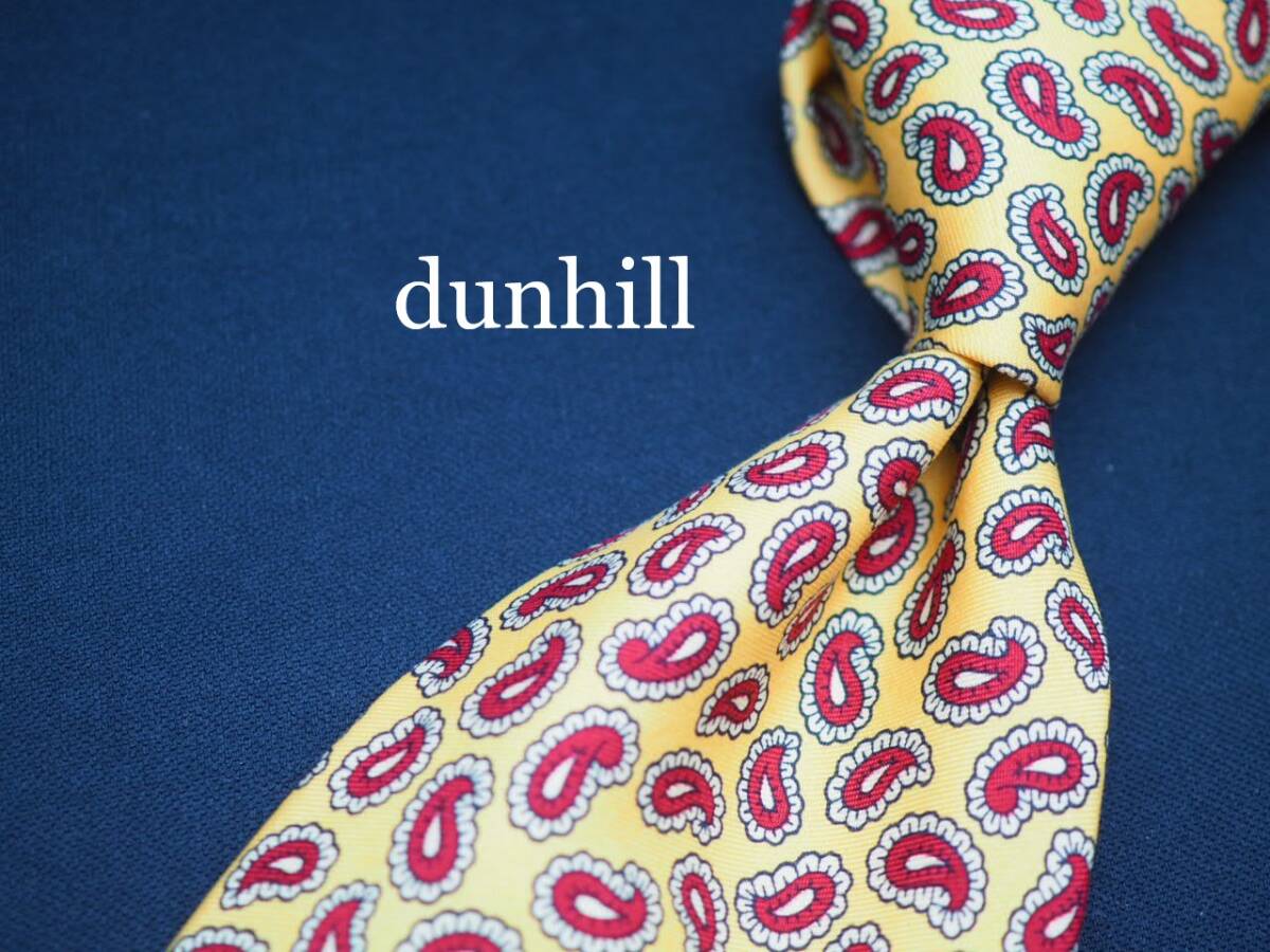 未使用品【dunhill ダンヒル】 C1132 黄 ペイズリー ITALY イタリア製 SILK ブランド ネクタイ 古着 良品