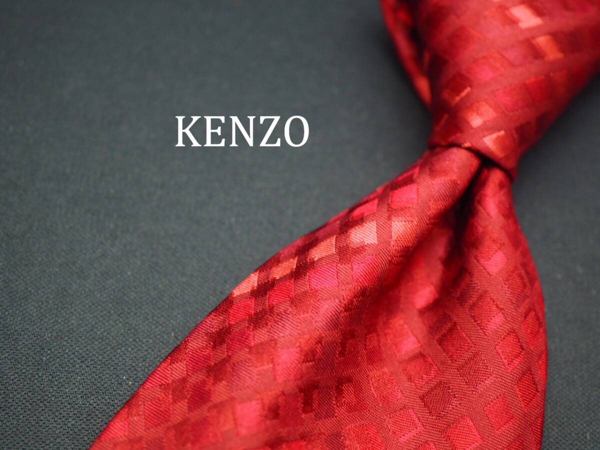 美品【KENZO ケンゾー】 C1276 赤ワイン系 ITALY イタリア製 SILK ブランド ネクタイ 古着 良品
