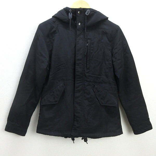 H■ナノユニバース/nano universe 中綿フーディジャケット ブルゾン【S】黒/MENS■89【中古】