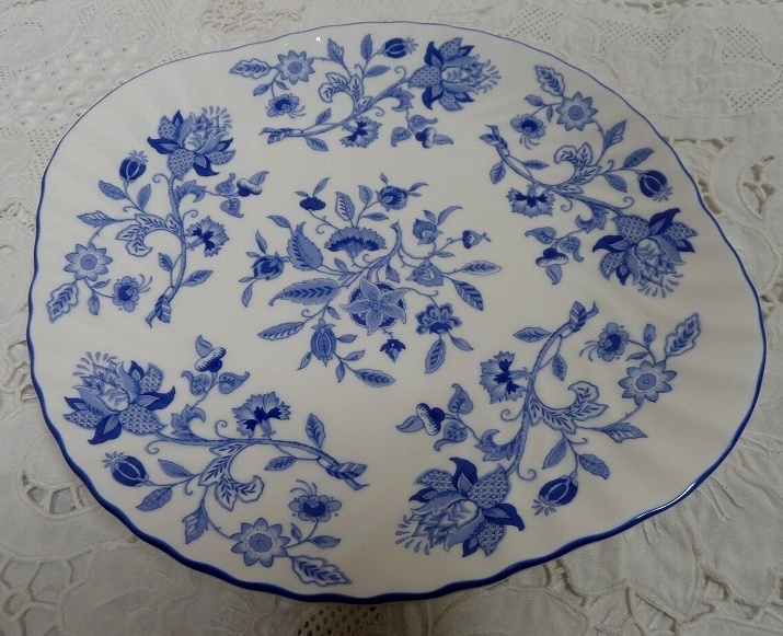 (☆BM)イギリス制 ROYAL DOULTON MINTON Hardwick/ロイヤルドルトン ミントン ハードウィック B＆Bプレート 青 ブルー 小花柄 盛皿