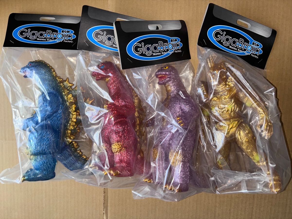 4点セット ギガブレイン キンゴジ モスゴジ 大戦争ゴジラ モンスターX クリア ラメ GIGABRAIN 新品未開封品 東宝 ソフビ sofvi フィギュア
