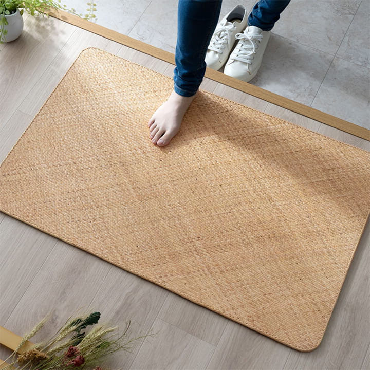 籐 敷 マット 玄関 キッチン 自然素材 アジアン ラタン ひんやり ハンドメイド 約60×90cm ☆