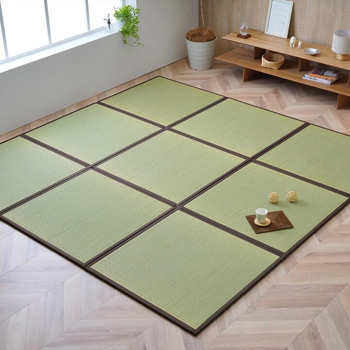 純国産 い草 日本製 ユニット畳 和室 約82×82×1.7cm(12枚1セット) ジョイント付き☆ ブラウン