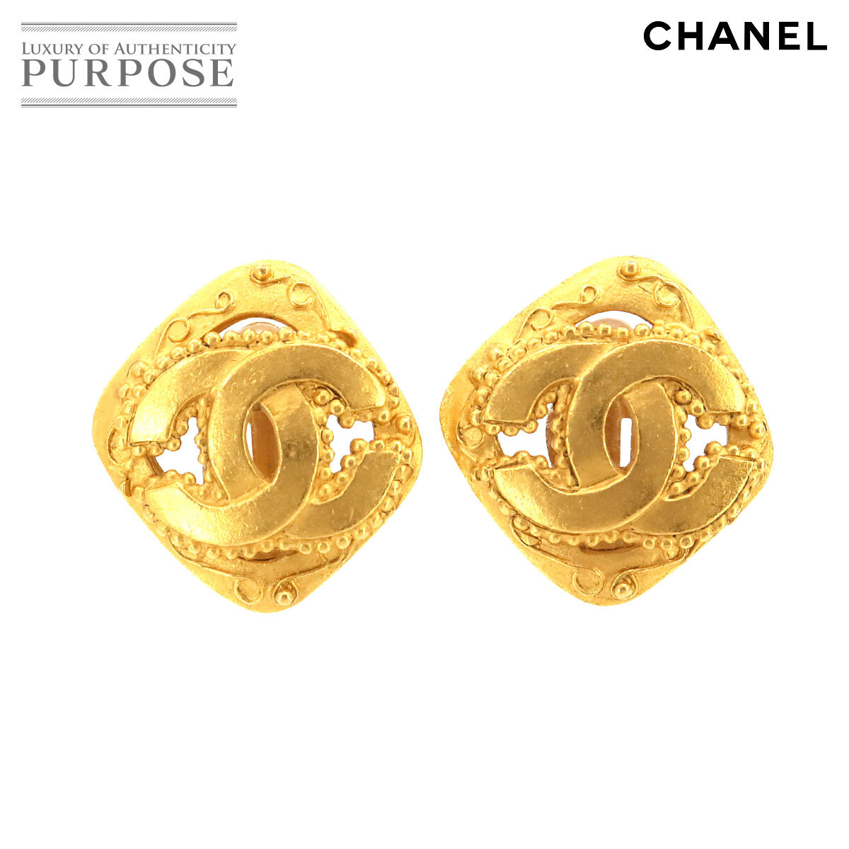 シャネル CHANEL ココマーク ひし形 イヤリング ゴールド 96A アクセサリー ヴィンテージ Vintage Earrings 90262832