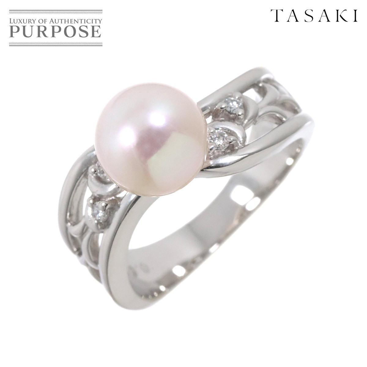 tasakiTASAKI 11 номер кольцо Akoya жемчуг 8.2mm diamond 0.05ct Pt платина жемчуг кольцо Tasaki Shinju Akoya Pearl Ring 90260794