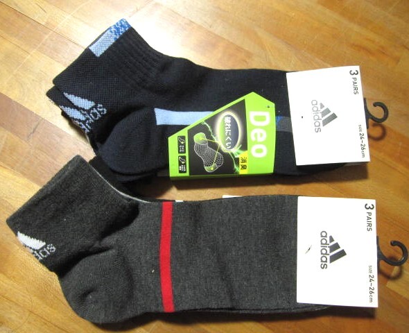 *送料無料*新品*アディダス*24-26㎝*ソックス3足×2*②*Deo*消臭?ワイドヒール?つま先かかと補強(qiáng)(3足)*adidas*