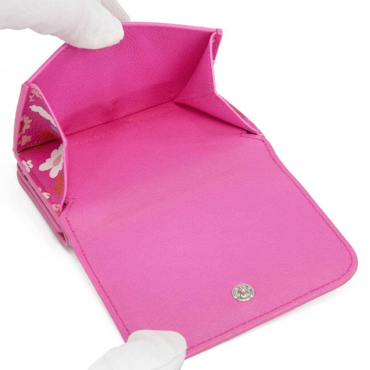 本物 送料無料 バレンシアガ 短財布 レディース キャッシュミニウォレット ピンク 緑 青 白 赤 花 ロゴ マーク かわいい コンパクト H059_画像8