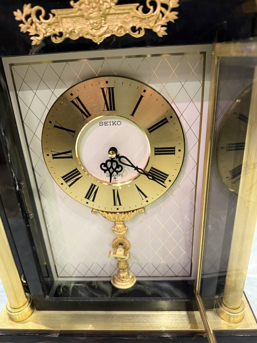 ジャンク品 SEIKO/セイコー高級 置き時計 鼈甲 大理石調 ジャンク品 SEIKO/セイコー高級 置き時計 鼈甲 大理石調