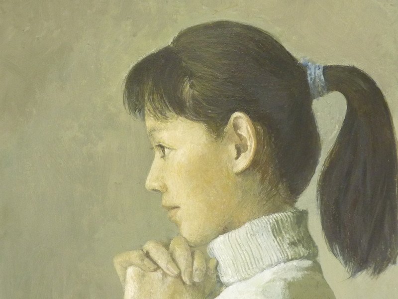 都屋】G5 西房浩二 少女 油絵 F10号 画寸法 約52.5cm×約45.5cm 都屋】G5 西房浩二 少女 油絵 F10号 画寸法 約52.5cm×約45.5cm