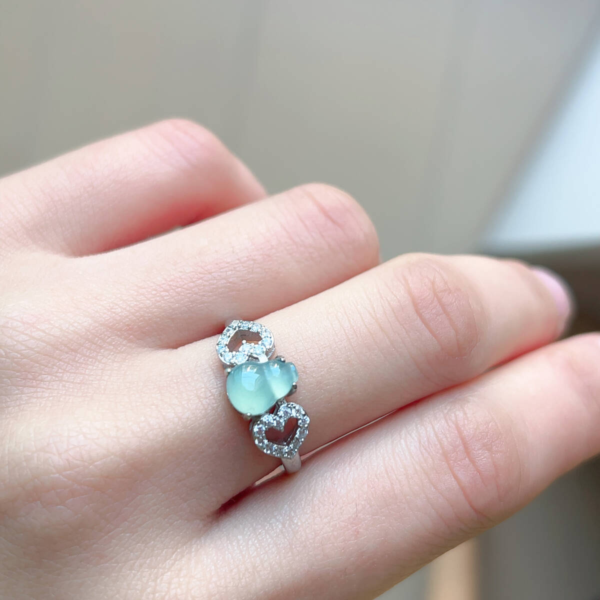 ◇ジェイド(本翡翠)◇キャッツアイ効果◇指輪◇リング◇翡翠・ヒスイ◇フリーサイズ◇天然石◇パワーストーン◇プレゼントに034R1105 _画像1