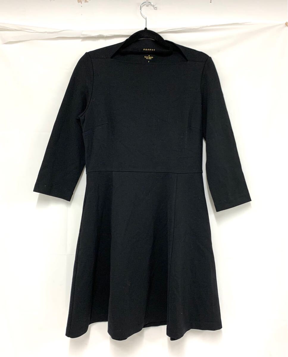 ケイトスペード Kate spade S size ワンピース 黒ブラックカラー系レーヨン ナイロン ポリウレタン 現状品 カ4