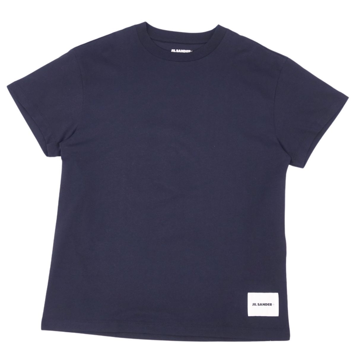 極美品 ジルサンダー JIL SANDER Tシャツ カットソー ショートスリーブ 半袖 コットン ロゴ トップス メンズ L ネイビー cf12od-rm08r07579