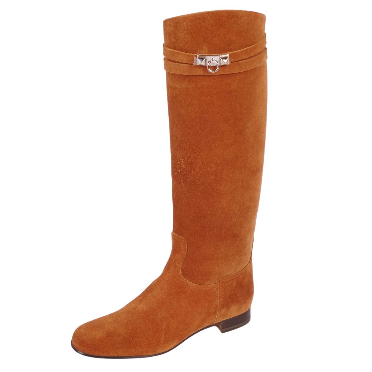 未使用 エルメス HERMES ブーツ ロングブーツ コリエドシアン メドール スウェードレザー シューズ レディース 37(24cm) cf12dl-rm20f12765_画像1