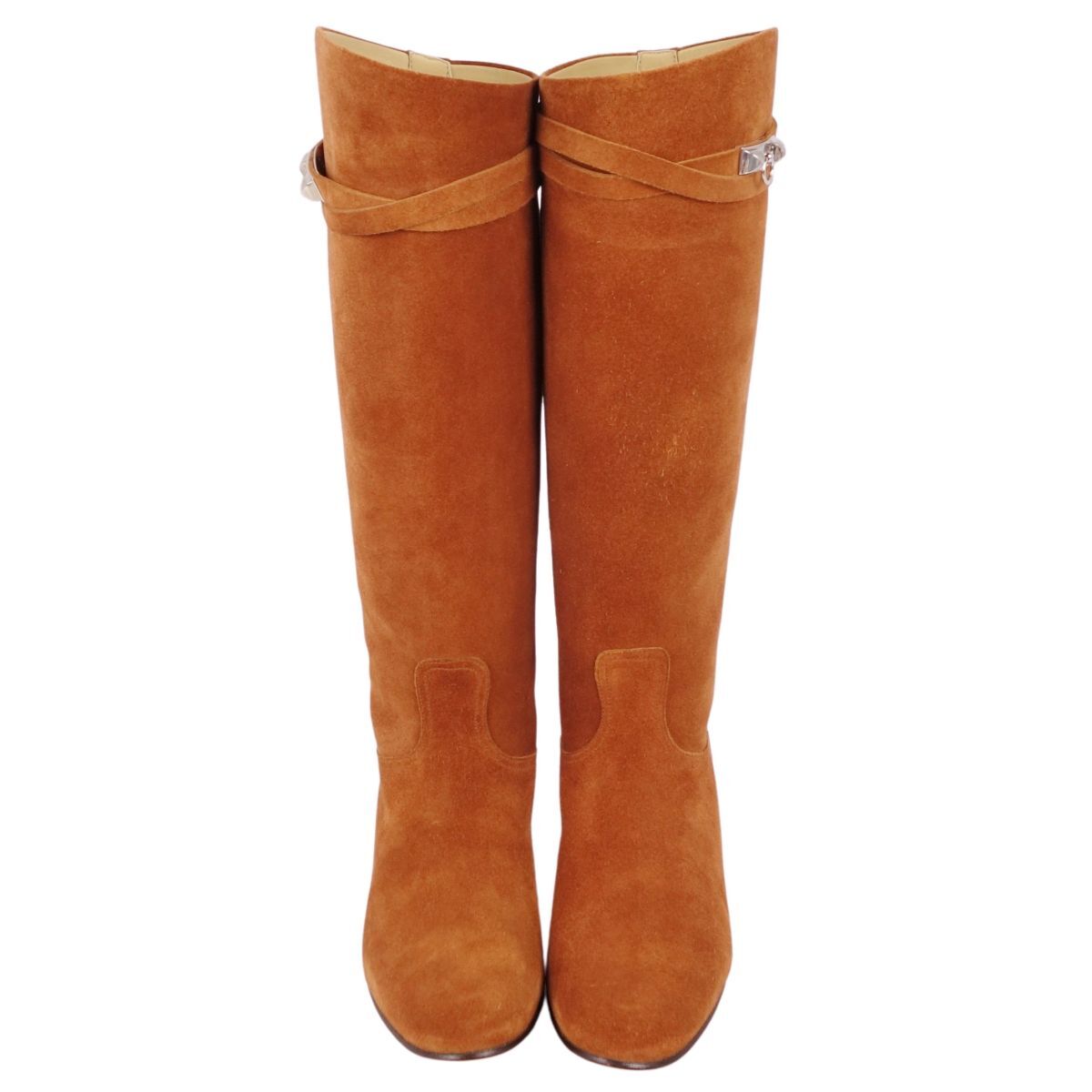 未使用 エルメス HERMES ブーツ ロングブーツ コリエドシアン メドール スウェードレザー シューズ レディース 37(24cm) cf12dl-rm20f12765_画像4