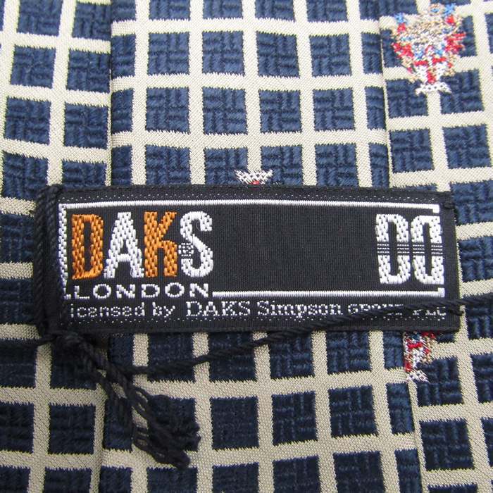 ダックス ブランド ネクタイ チェック柄 小紋柄 紋章柄 シルク 未使用タグ付 PO メンズ ネイビー DAKS
