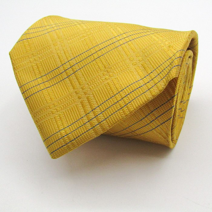 タケオキクチ ブランド ネクタイ チェック柄 格子柄 シルク PO メンズ イエロー TAKEOKIKUCHI_画像1