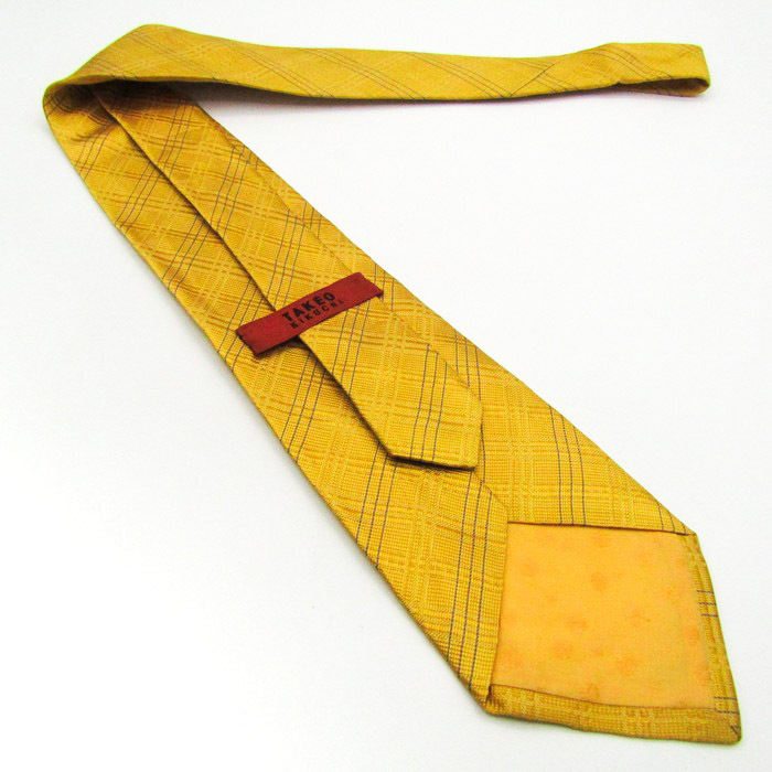 タケオキクチ ブランド ネクタイ チェック柄 格子柄 シルク PO メンズ イエロー TAKEOKIKUCHI_画像3