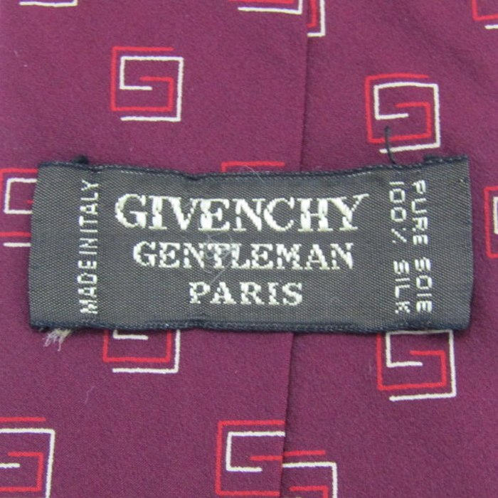 ジバンシィ ブランド ネクタイ ロゴ 小紋柄 シルク イタリア制 PO メンズ ワインレッド GIVENCHY ジバンシー