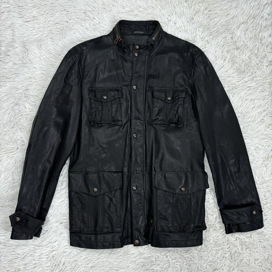 極美品/XLサイズ ヒューゴボス ラムレザージャケット ライダース 極美品/XLサイズ ヒューゴボス ラムレザージャケット ライダース