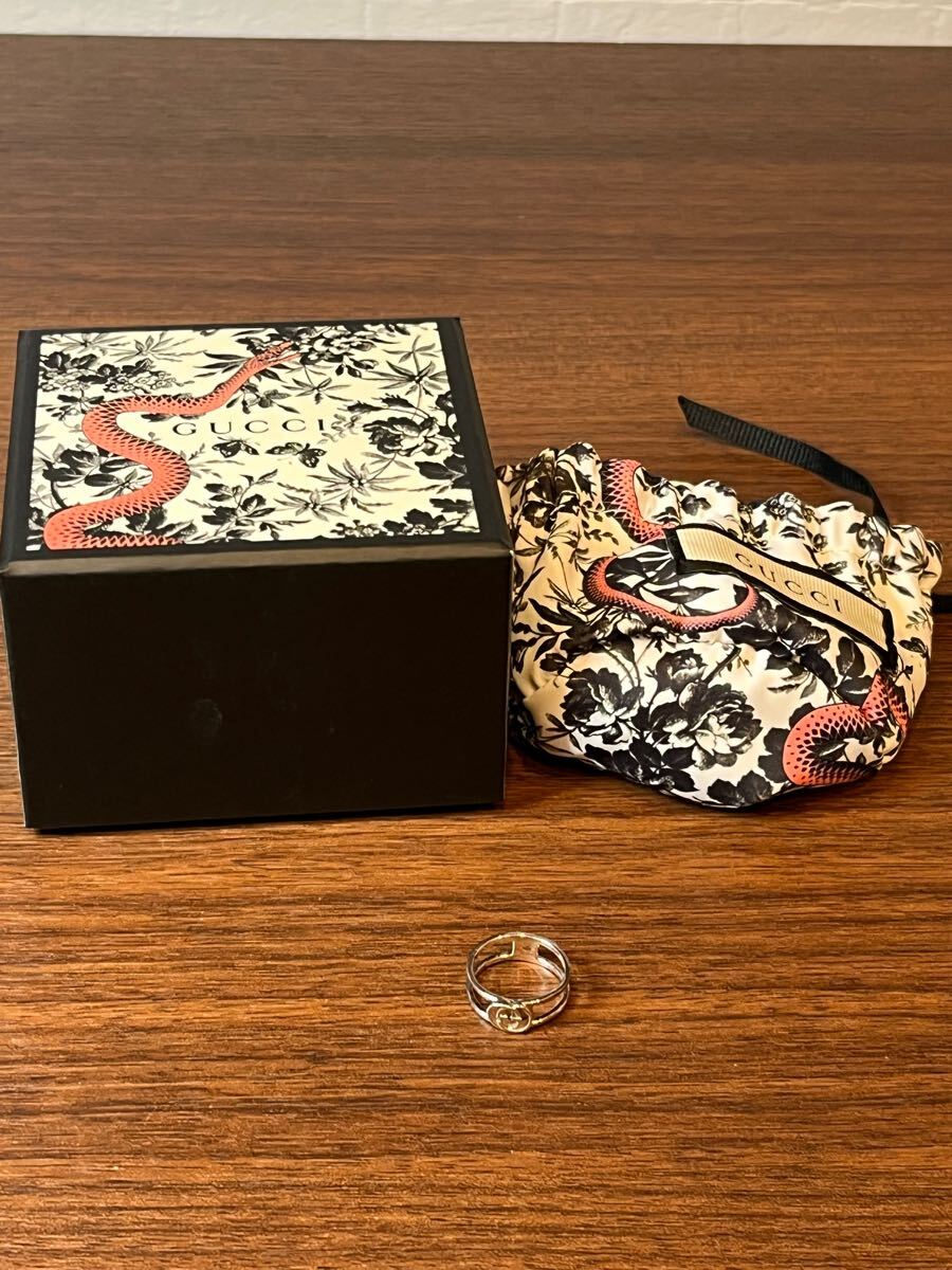 A1005/【中古品】GUCCI インターロッキング Gスリムオープン R/S SV925 7号 1.7g シルバー グッチ 指輪 リング ファッション 箱付き