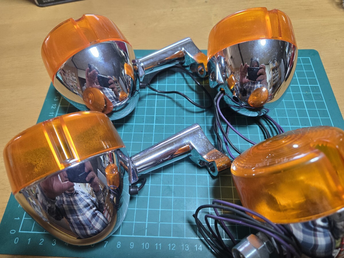 ■希少/良品/即決送料無料■ハーレーダビッドソン純正ミカン/みかん型ウインカー前后セット ヴィンテージ昭和レトロ/ビンテージ EVO TC
