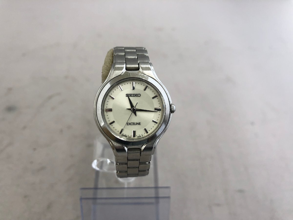 【SEIKO　EXCELINE】セイコーエクセリーヌ　4J41　OA50　390271　レディス腕時計　アイボリー×シルバー　SY02-GK3