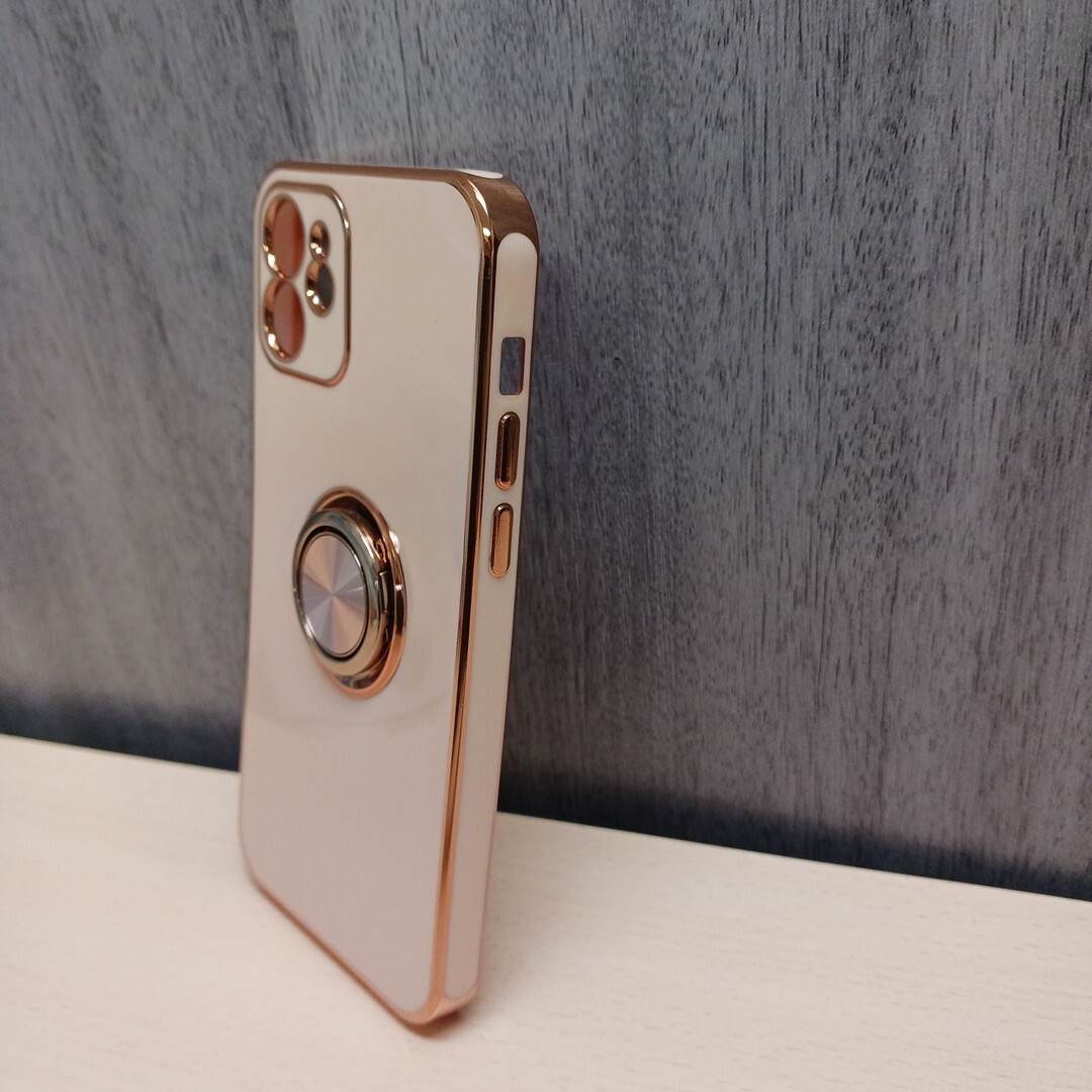 y010704k iPhone12 ケース リング付き アイフォン 12 カバー リング 耐衝撃 全面保護 車載ホルダー アイフォンケース ピンク