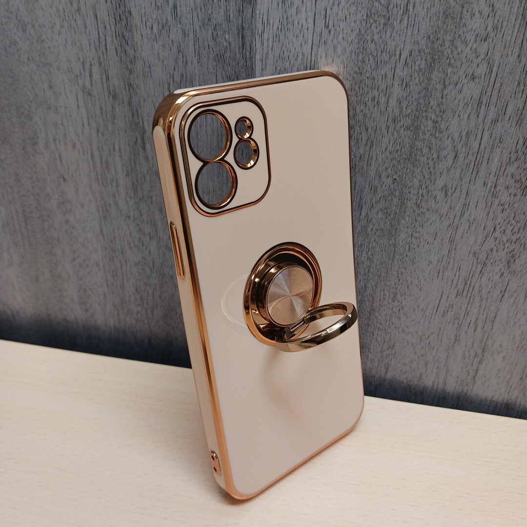 y010704k iPhone12 ケース リング付き アイフォン 12 カバー リング 耐衝撃 全面保護 車載ホルダー アイフォンケース ピンク