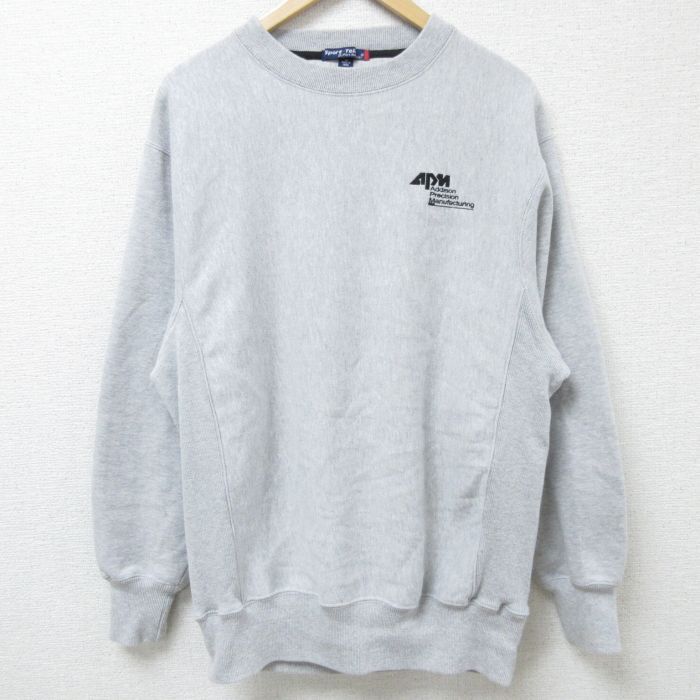 L/古着 長袖 スウェット メンズ APM クルーネック 薄グレー 霜降り 25jan10 中古 スエット トレーナー トップス