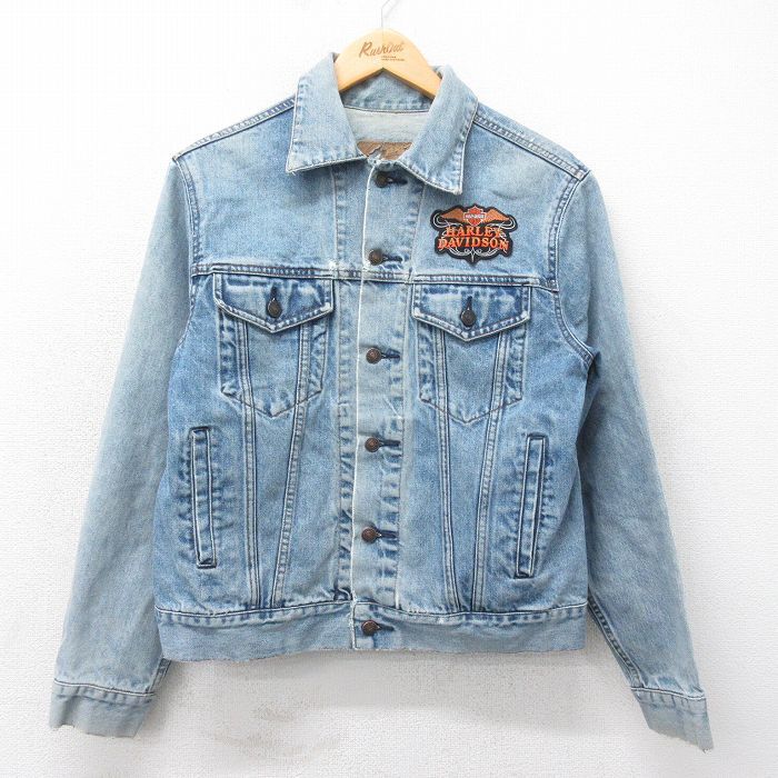M/古着 ギャップ GAP 長袖 ジージャン メンズ 00s ハーレーダビッドソン コットン 紺 ネイビー デニム 25jan15 中古 アウター Gジャン ジャ