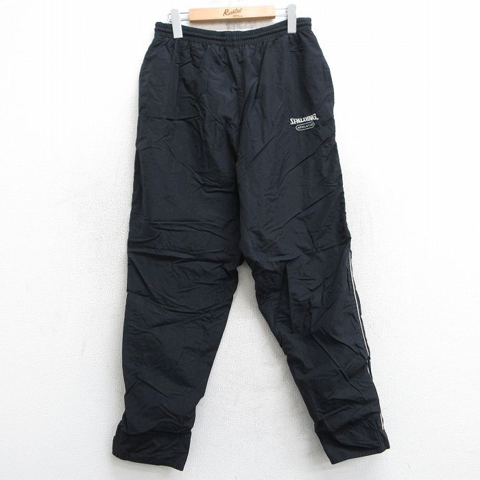W35/古着 スポルディング ナイロン パンツ メンズ 90s ワンポイントロゴ 黒 ブラック 25jan24 中古 ボトムス ロング