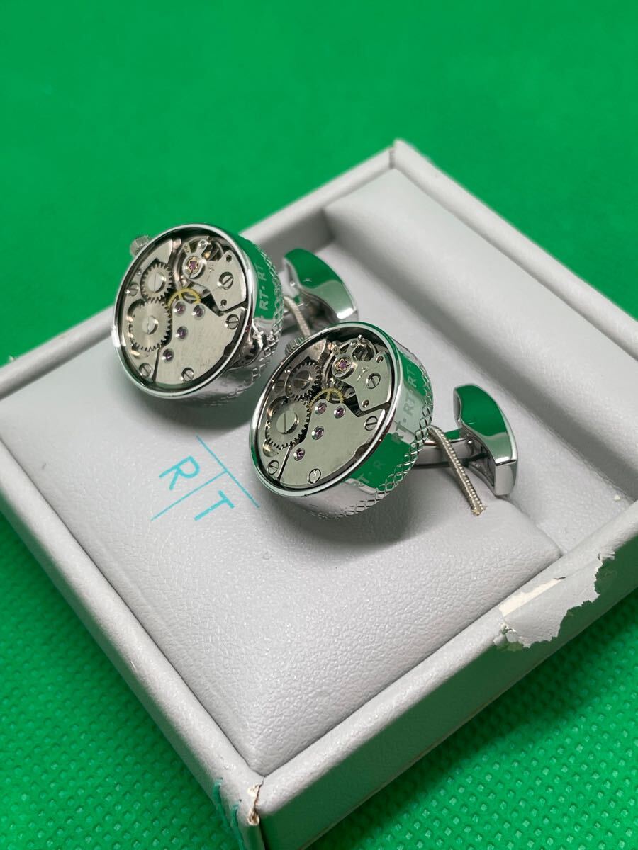 値下【未使用?高級品】TATEOSSIAN タテオシアン メカニカルカフリンクス カフスボタン アクセサリー 紳士 メンズ シルバー 時計