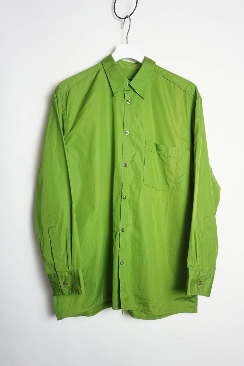 正規 90s 00s KENZO HOMME ケンゾー オム 長袖 レギュラー カラー シャツ グリーン ビンテージ 無地 本物 105P