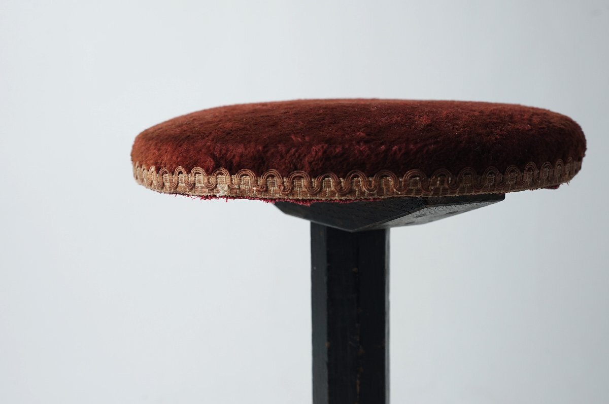 フランス アンティーク 丸椅子 チェアー スツール 1本脚[E153]