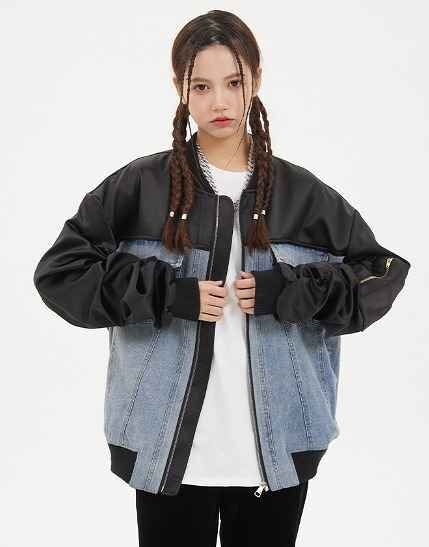 ジャケット ブルゾン 長袖 アウター コート ジャンパー ゆったり ストリート カジュアル L ブルー