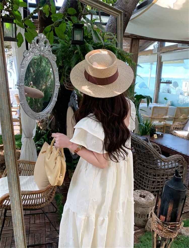 半袖ワンピース ロングワンピース きれいめ 清楚 かわいい系 レディース 大きいサイズあり XL ホワイト