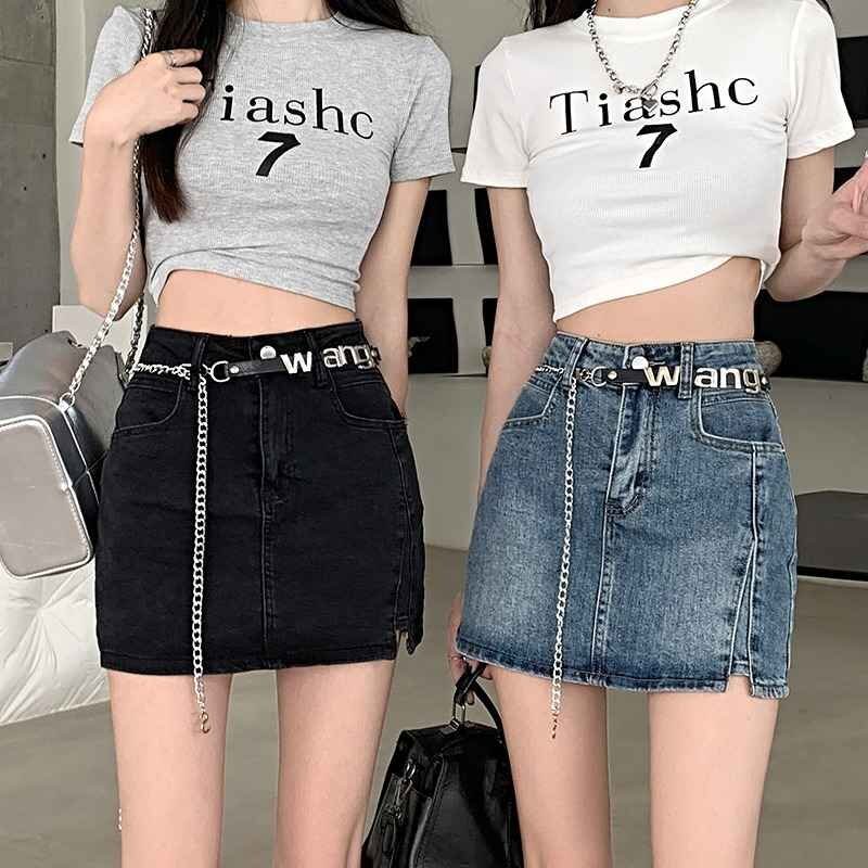全2色 デニムスカート ハイウエスト タイトスカート 切り替え スリム 着痩せ デニム 【大きいサイズあり】 XL ブラック