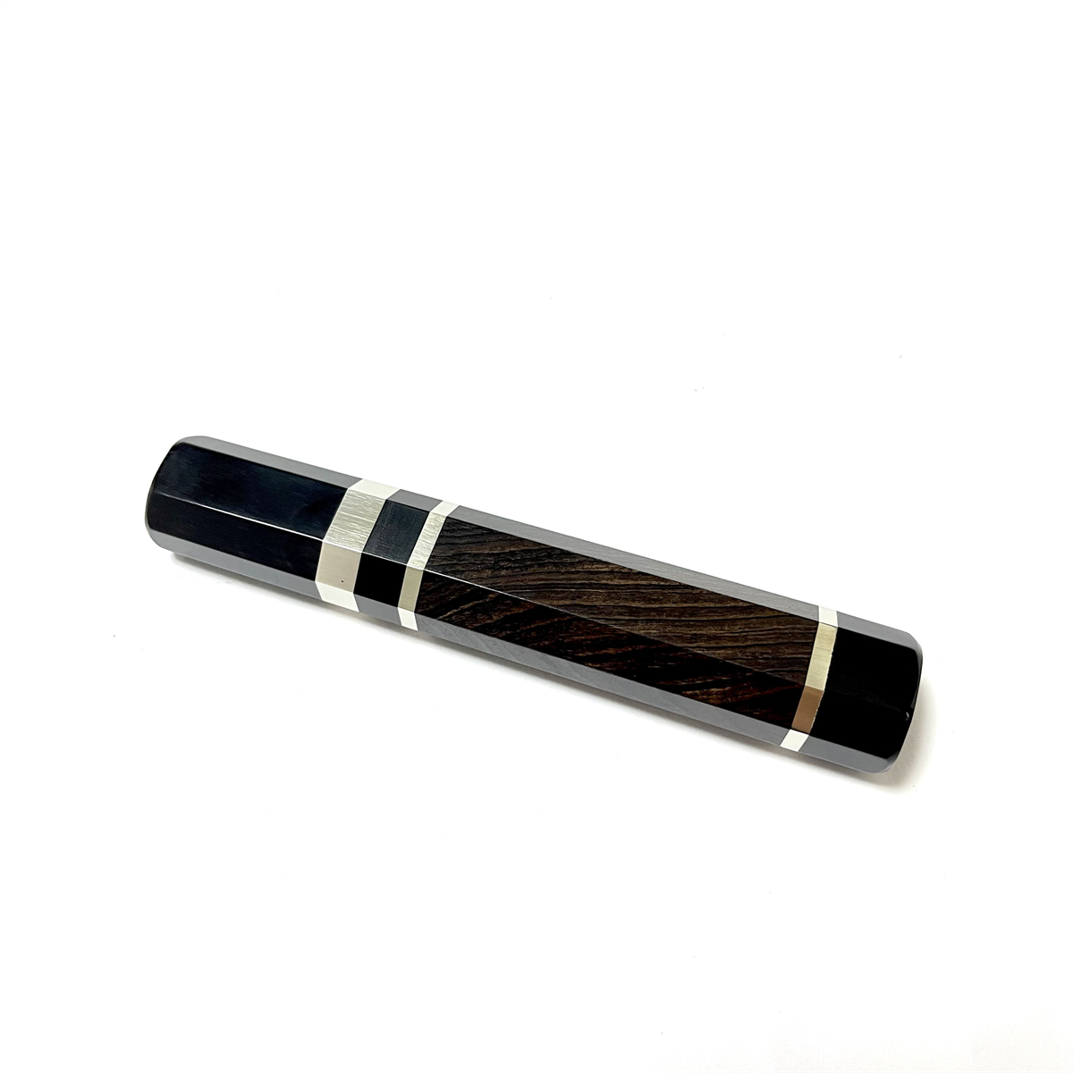 黒檀 黒水牛角 三段銀巻 ★ 菜切180 菜切6寸 菜切165 菜切5.5寸 薄刃 三徳包丁 萬(wàn)能包丁 手作り包丁柄 ★ 八角柄