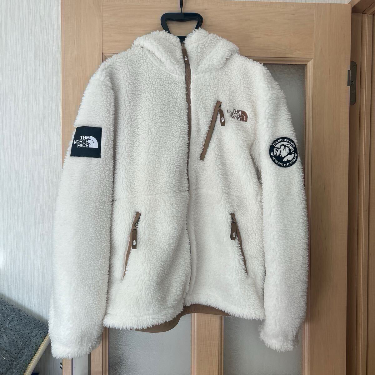 1円スタート 美品　ノースフェイス フリースジャケット アイボリー プレイ グリーン Lサイズ