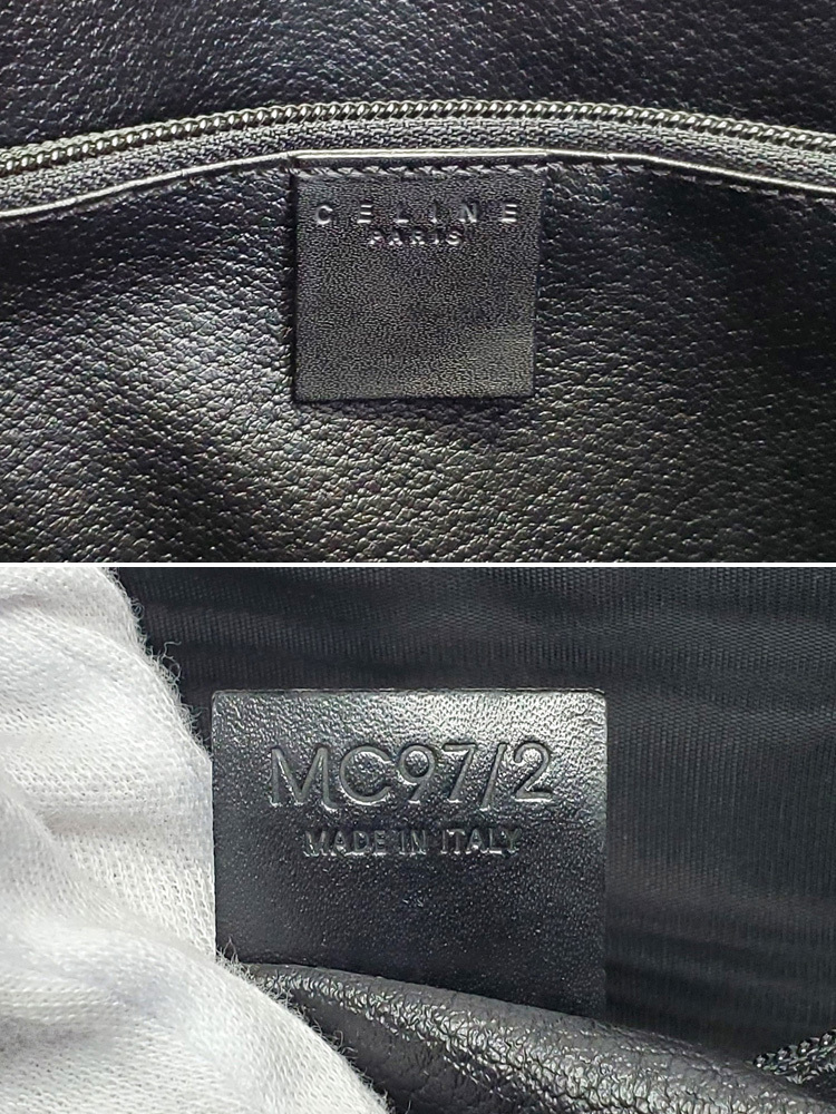 R002* не использовался [CELINE Celine ] Macadam рисунок ручная сумочка большая сумка Vintage *PVC× кожа черный 