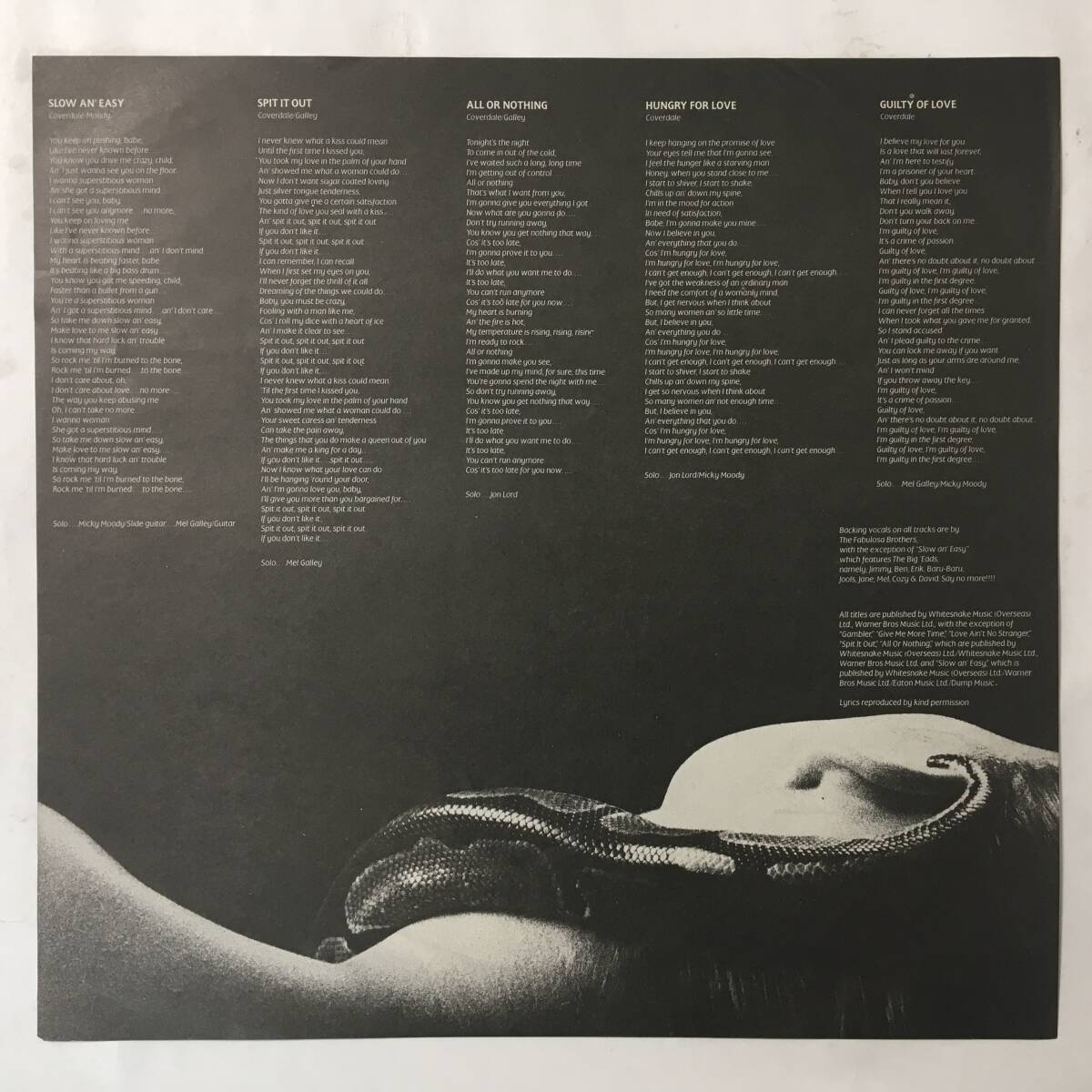 MALAYSIA HONG KONG SINGAPOLE WHITESNAKE SLIDE IT IN RERA!!