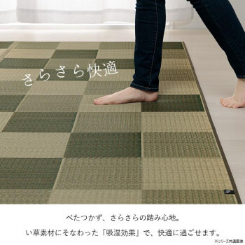 ブロック い草ラグ 261×352cm 江戸間6畳 ライトグレー 1080450210602