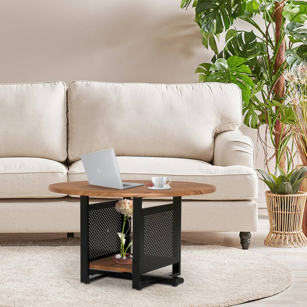 ヨーロッパ風木製コーヒーテーブル 2段式デザイン&組立簡単 ヨーロッパ風木製コーヒーテーブル 2段式デザイン&組立簡単