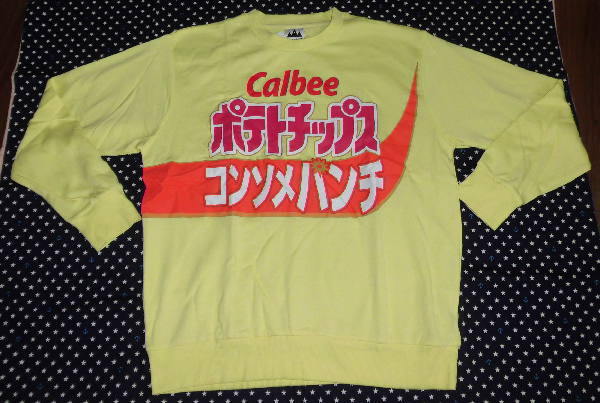 新品・タグ付き！OKASHI COLLABO　長袖トレーナー　ポテトチップス　コンソメパンチ　LL　ライトイエロー