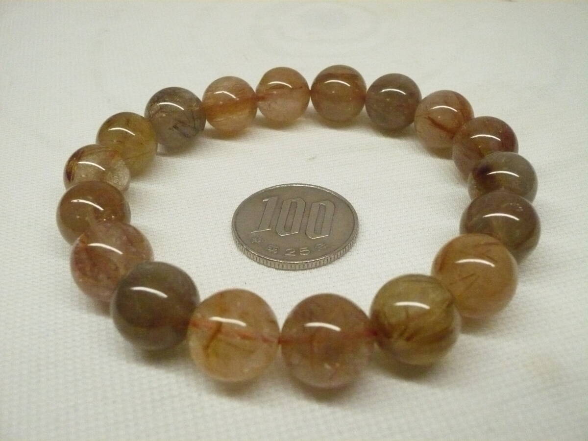 Ｏ　金線入り　ルチルクォーツ　ブレスレット 大特価　ゴールドルチル入り　水晶ブレスレット　新古品_画像2